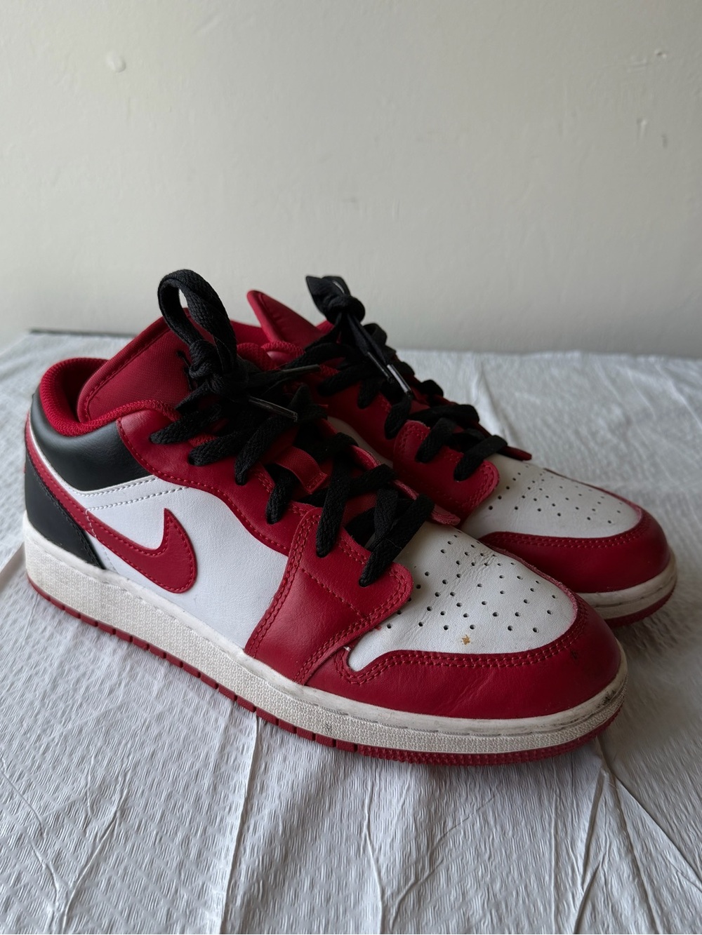 Jordan Men’s Low-Top Sneakers in Red, White & Black